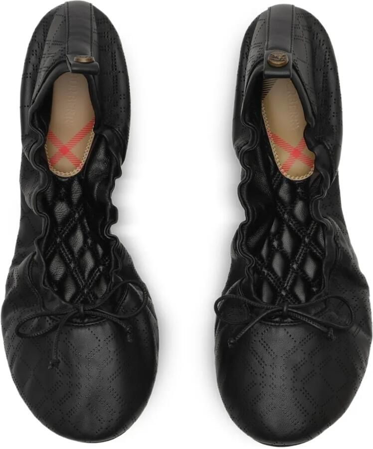 Burberry Check Fawn leren ballerina's Zwart - Foto 2
