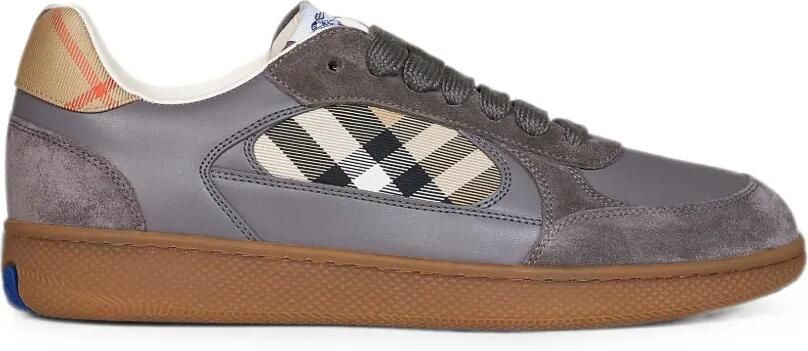 Burberry Check leren sneakers met vlakken Grijs