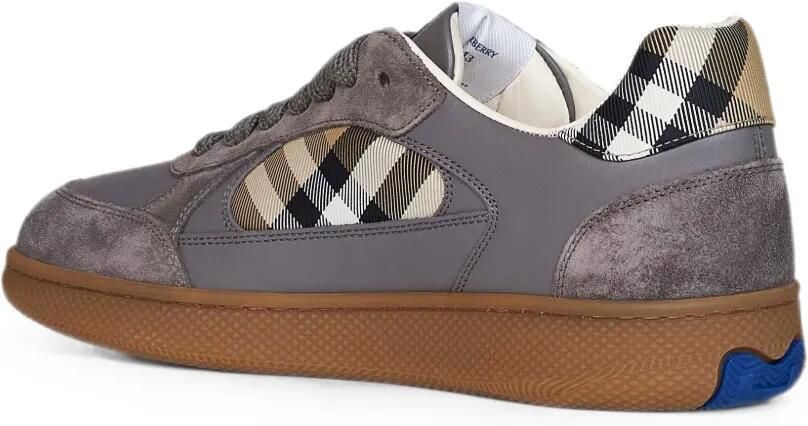 Burberry Check leren sneakers met vlakken Grijs - Foto 3