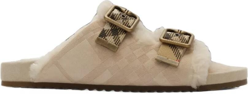 Burberry Check shearling Urchin sandals Beige