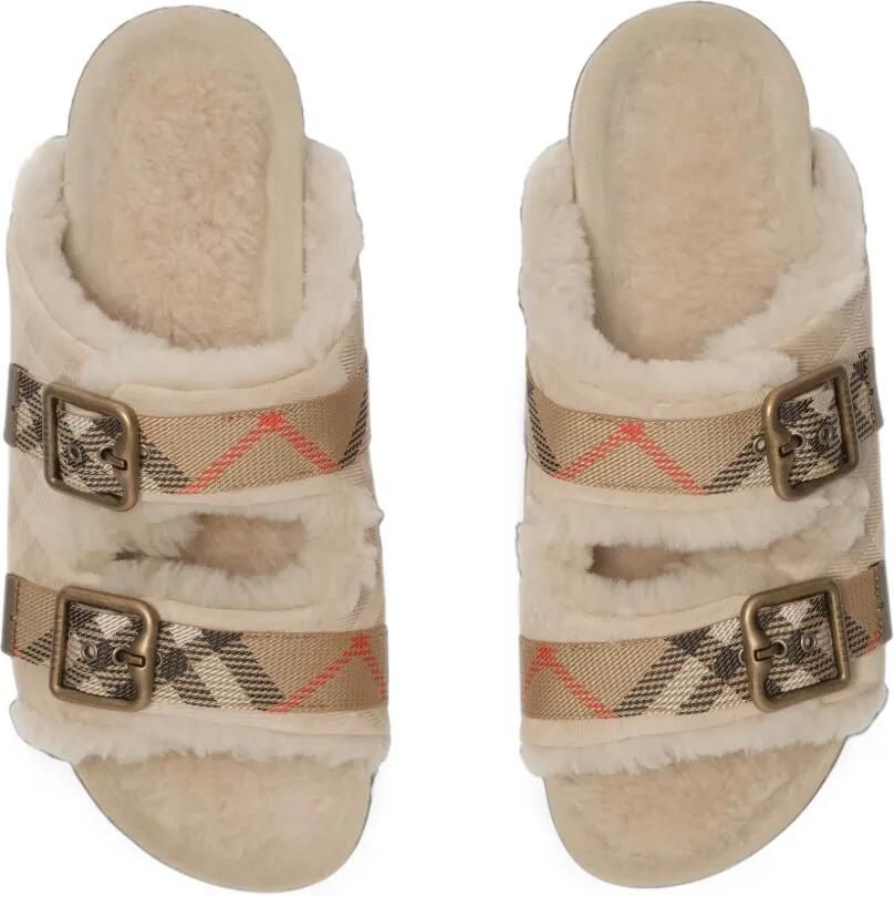 Burberry Check shearling Urchin sandals Beige - Foto 2