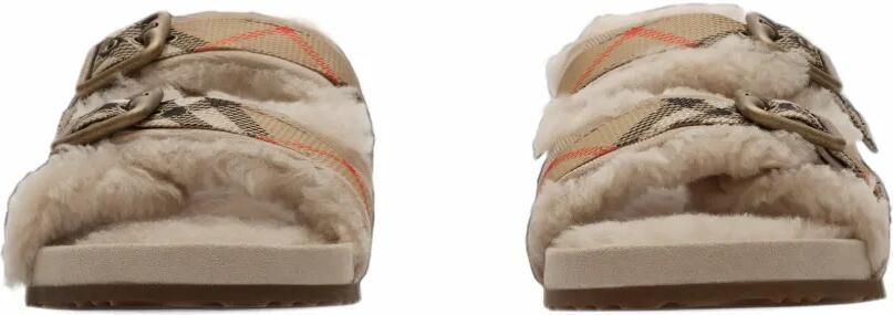 Burberry Check shearling Urchin sandals Beige - Foto 5