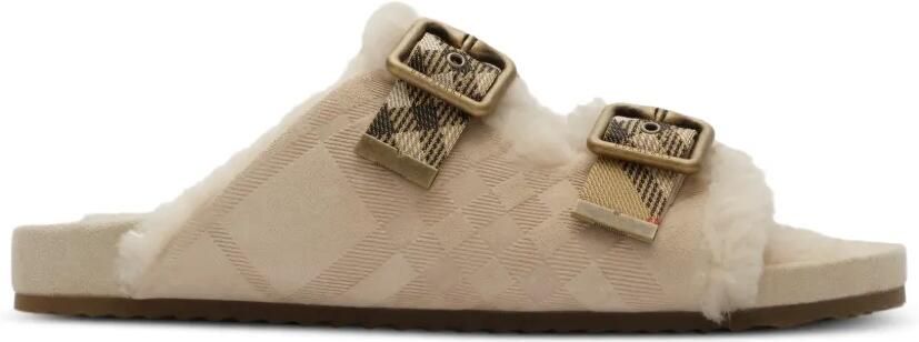 Burberry Check shearling Urchin sandals Beige