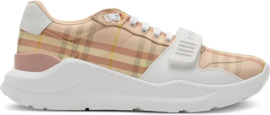 Burberry Check sneakers met klittenband Beige