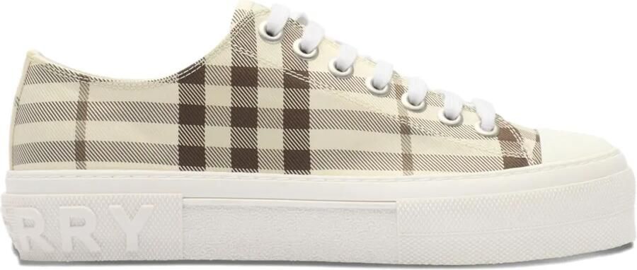 Burberry Check sneakers met logo-reliëf Beige