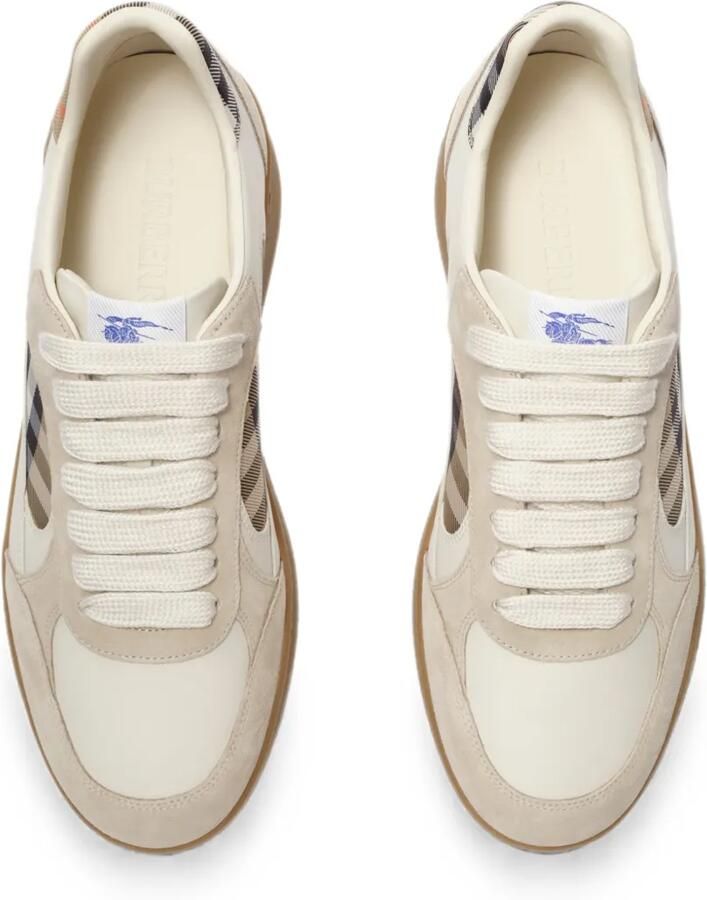 Burberry Check Terrace leren en suède sneakers Beige - Foto 3
