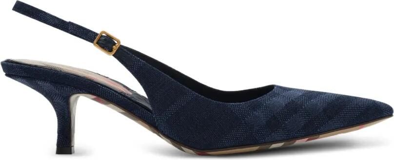 Burberry Dame geruite slingback pumps Blauw