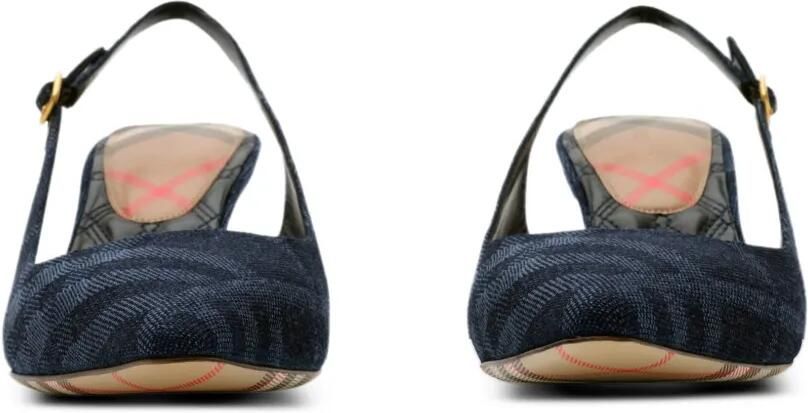 Burberry Dame geruite slingback pumps Blauw - Foto 5