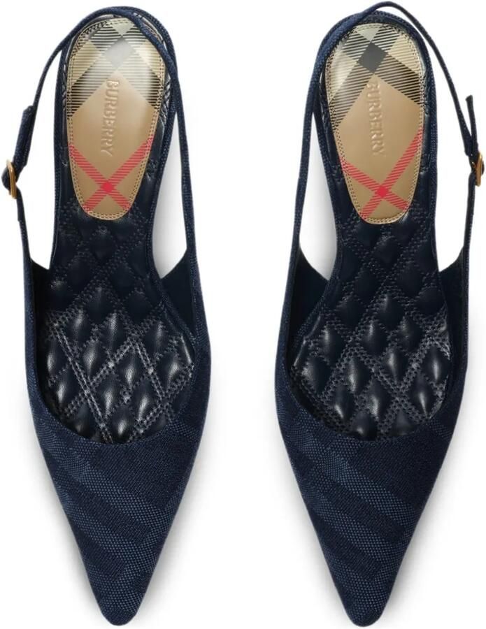 Burberry Dame geruite slingback pumps Blauw - Foto 3