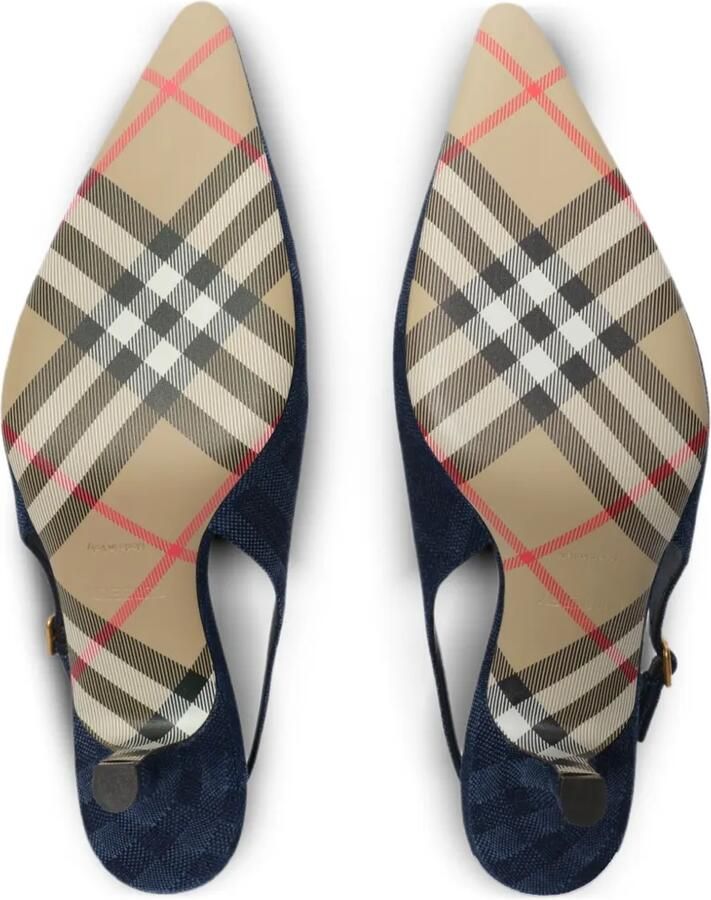 Burberry Dame geruite slingback pumps Blauw - Foto 2