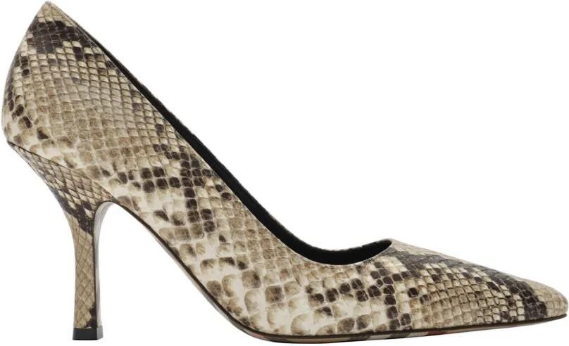 Burberry Dame High leren pumps met pythonprint Beige
