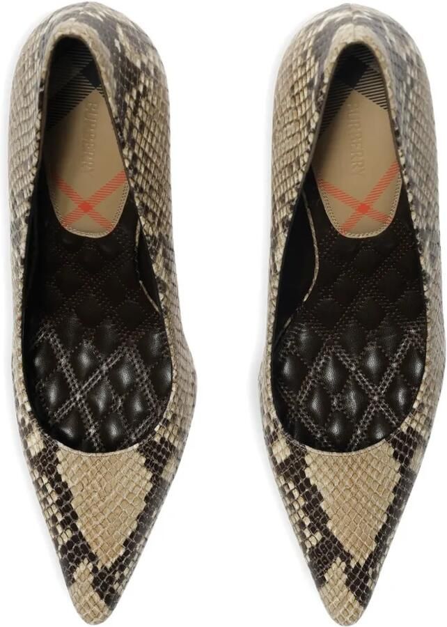 Burberry Dame High leren pumps met pythonprint Beige - Foto 4