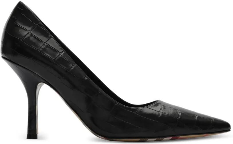 Burberry Dame leren pumps met krokodillen-reliëf Zwart
