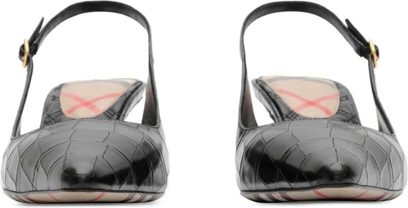 Burberry Dame leren slingback pumps met krokodillen-reliëf Zwart - Foto 5