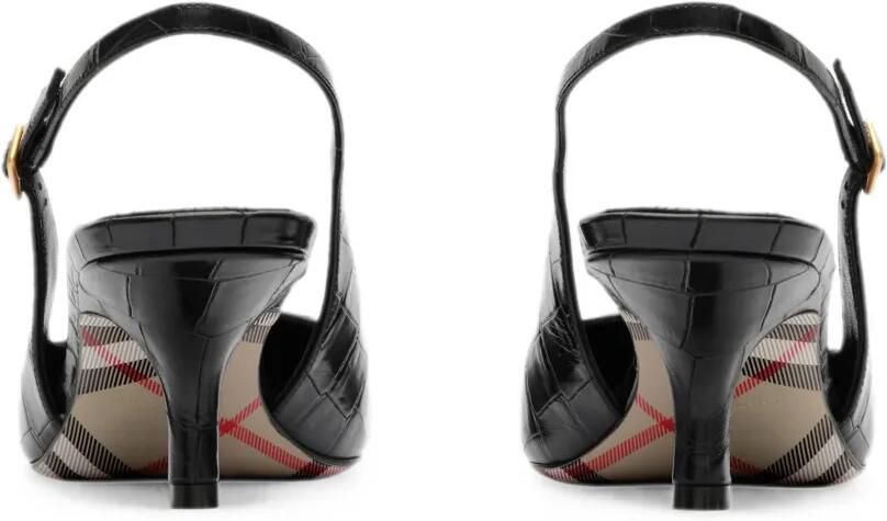 Burberry Dame leren slingback pumps met krokodillen-reliëf Zwart - Foto 4