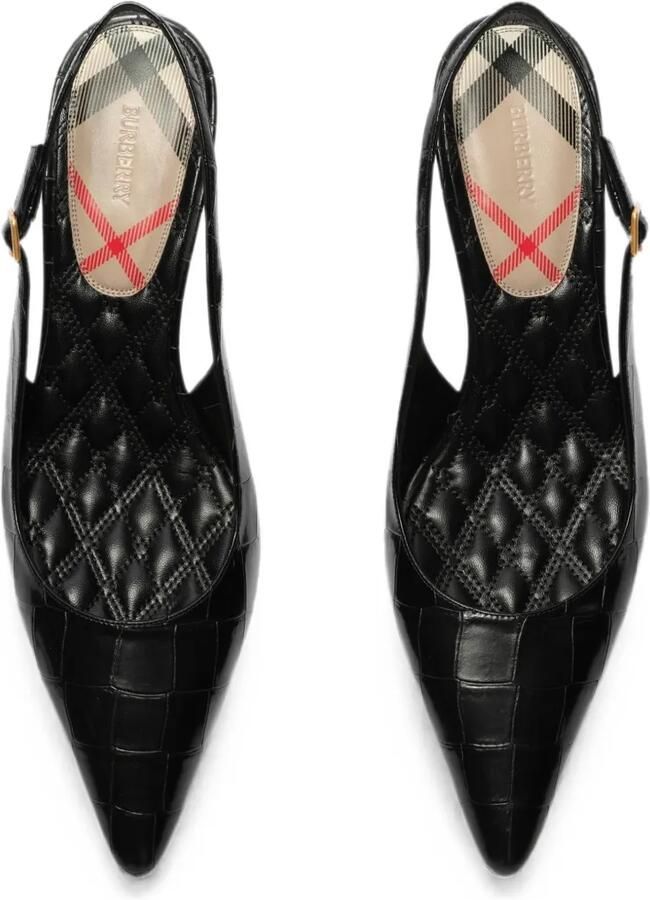 Burberry Dame leren slingback pumps met krokodillen-reliëf Zwart - Foto 3