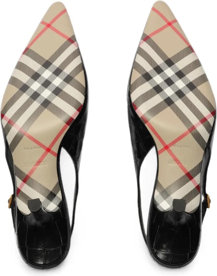 Burberry Dame leren slingback pumps met krokodillen-reliëf Zwart - Foto 2