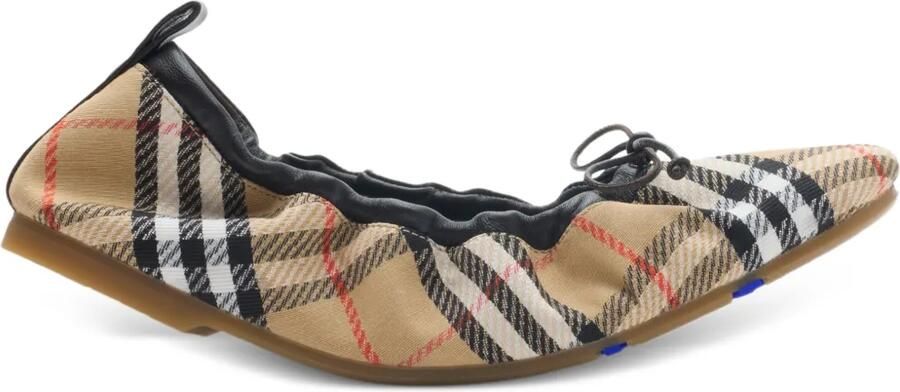 Burberry Fawn geruite ballerina's met strik Beige