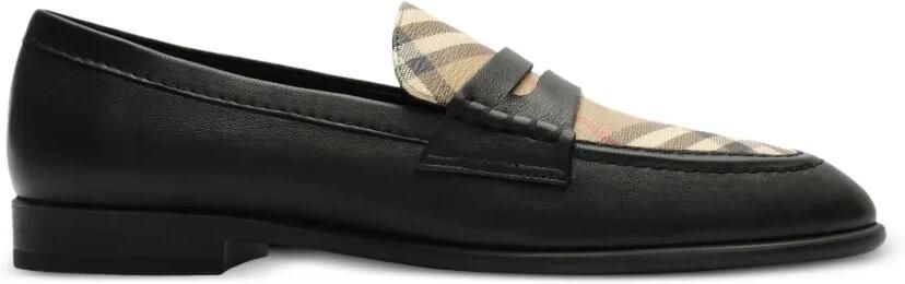 Burberry Geruite en leren Opal loafers Zwart