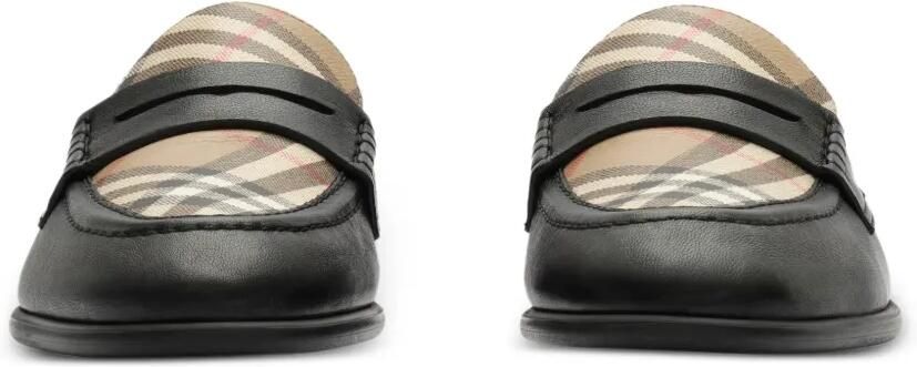 Burberry Geruite en leren Opal loafers Zwart - Foto 5