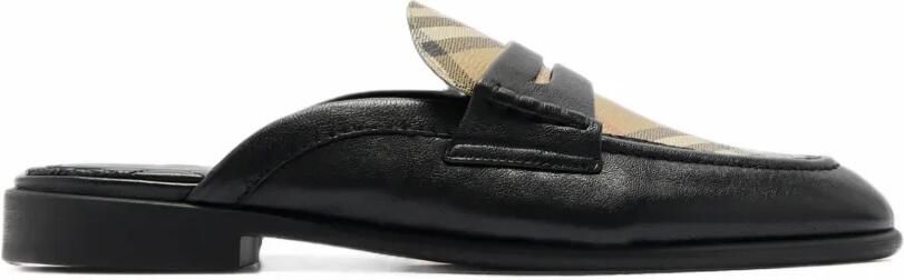 Burberry Geruite en leren Opal muiltjes Zwart