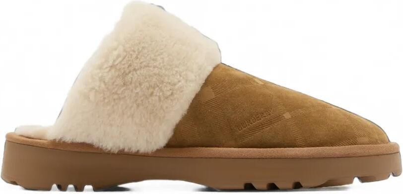 Burberry Geruite lammy Flint slippers Bruin