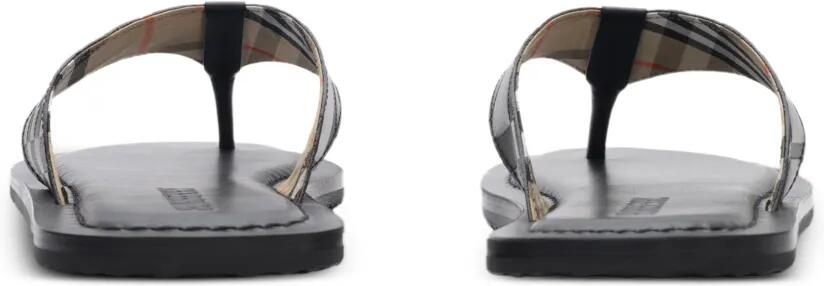 Burberry Geruite leren sandalen met reliëf Zwart - Foto 4
