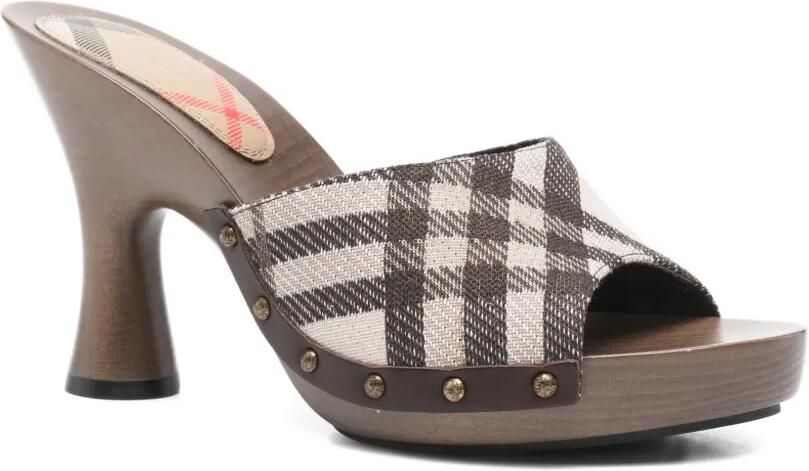 Burberry Geruite sandalen met studs Beige - Foto 3