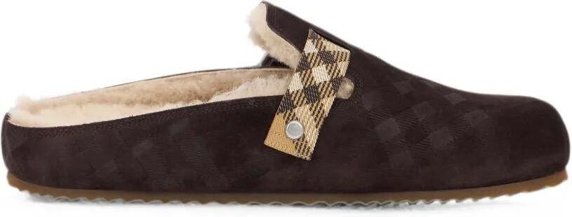Burberry Geruite slippers met lammy voering Bruin