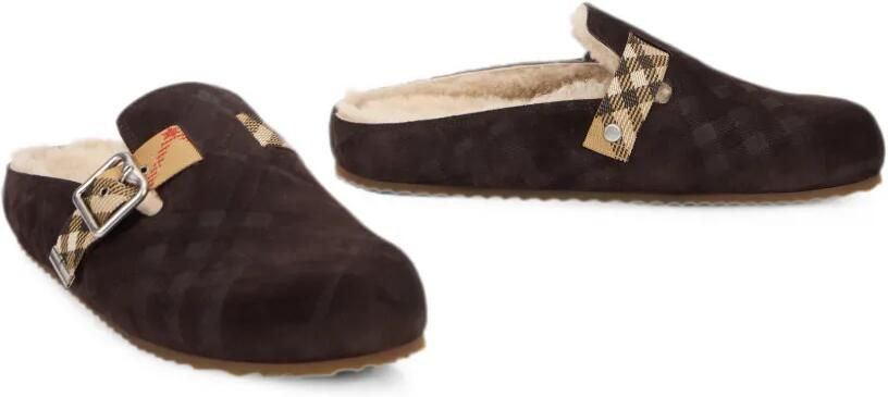 Burberry Geruite slippers met lammy voering Bruin - Foto 3