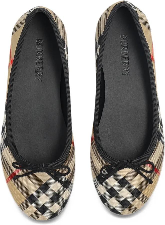 Burberry Kids Check bow ballet flats Beige - Foto 2