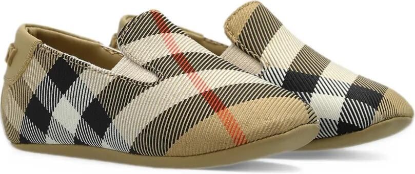 Burberry Kids Check logo-embossed pre-walkers Beige