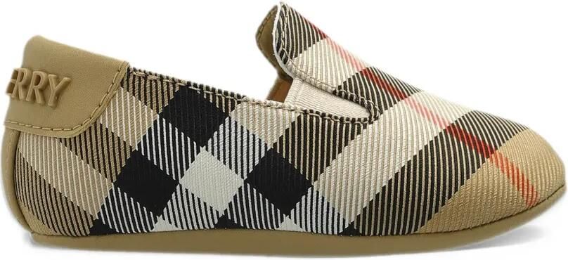 Burberry Kids Check logo-embossed pre-walkers Beige - Foto 4