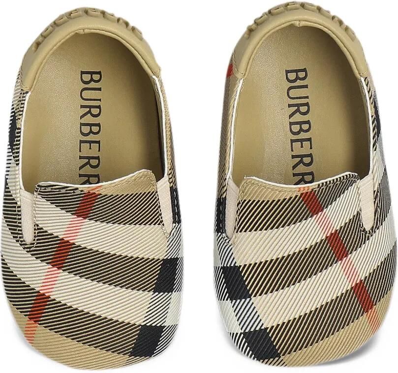 Burberry Kids Check logo-embossed pre-walkers Beige - Foto 2