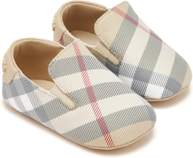 Burberry Kids Geruite babyschoentjes Beige