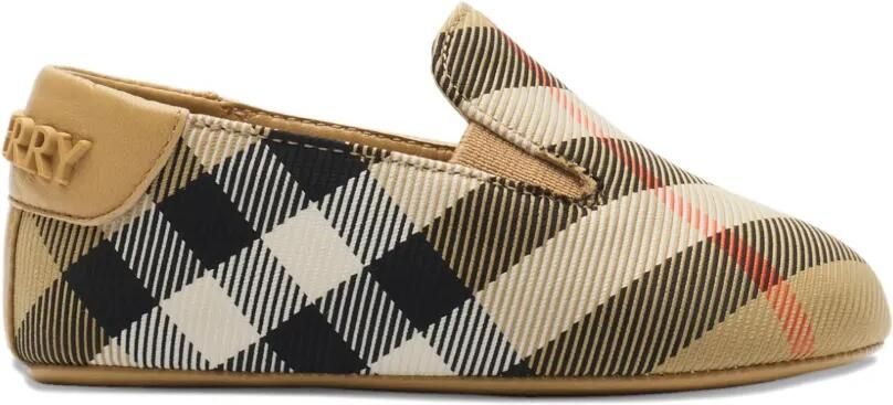Burberry Kids Geruite babyschoentjes Beige