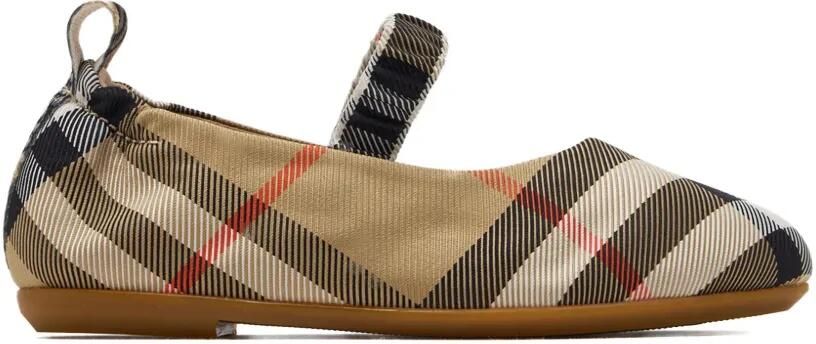 Burberry Kids Geruite ballerina's met bandje Bruin