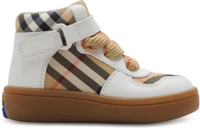 Burberry Kids Geruite high-top sneakers Beige