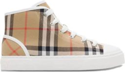 Burberry Kids Geruite high-top sneakers Beige