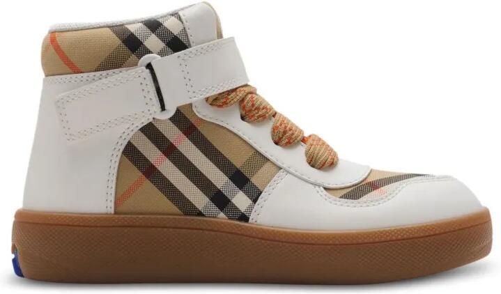 Burberry Kids Geruite high-top sneakers Wit