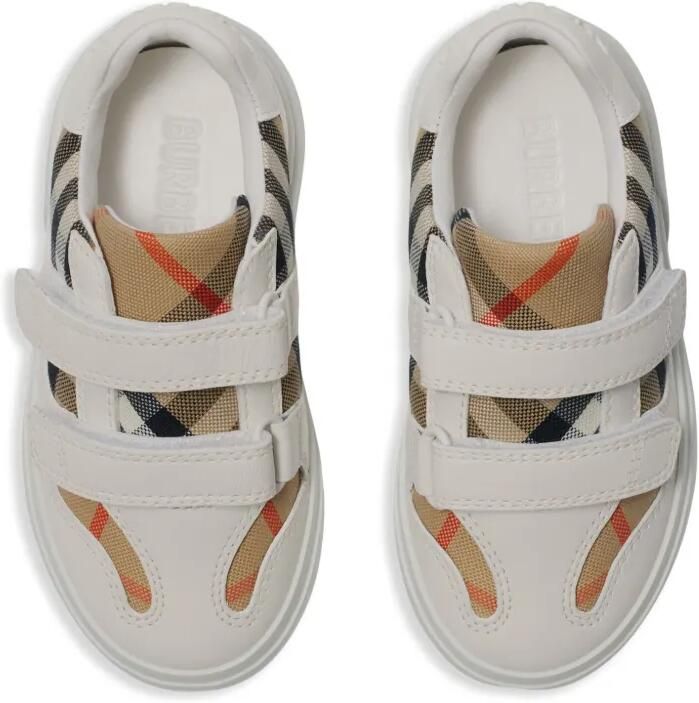 Burberry Kids Geruite katoenen leren sneakers Wit - Foto 2