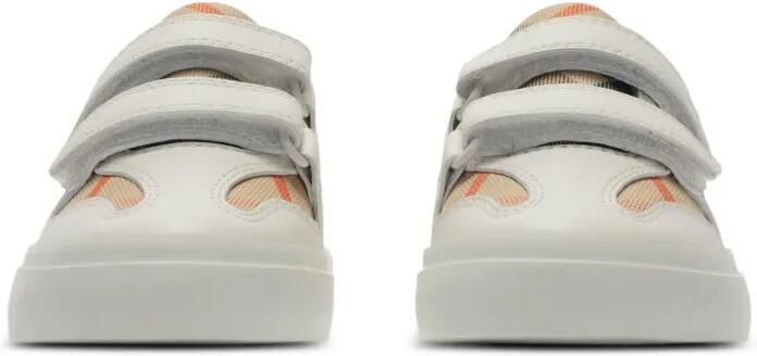 Burberry Kids Geruite katoenen leren sneakers Wit - Foto 4