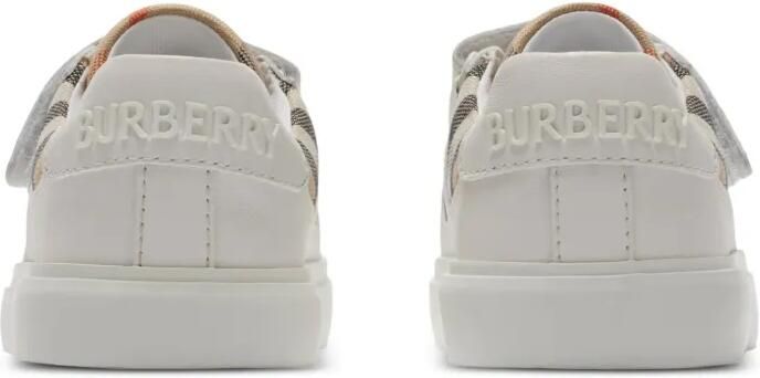 Burberry Kids Geruite katoenen leren sneakers Wit - Foto 3