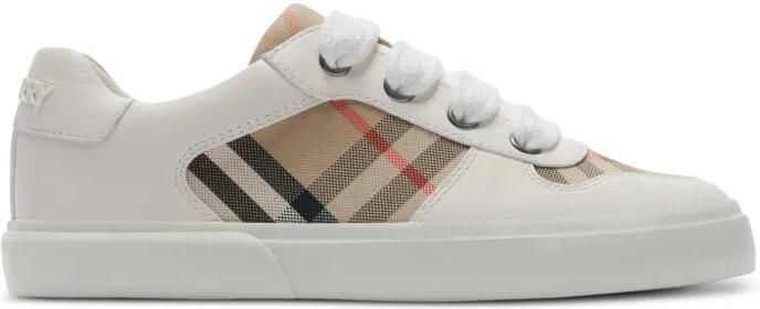 Burberry Kids Geruite katoenen sneakers Wit