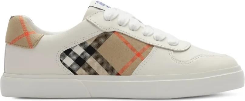 Burberry Kids Geruite leren sneakers Beige