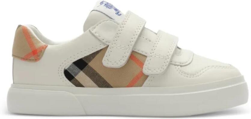 Burberry Kids Geruite leren sneakers Beige