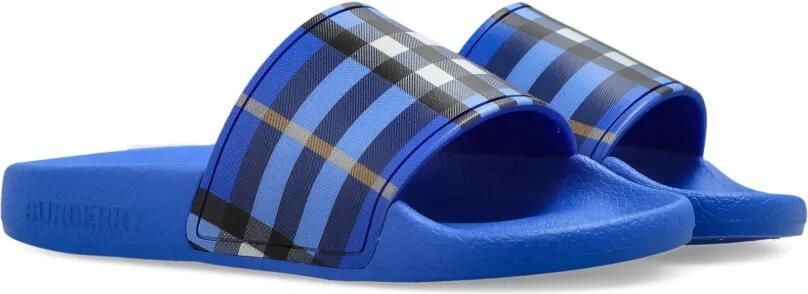 Burberry Kids Geruite slippers Blauw