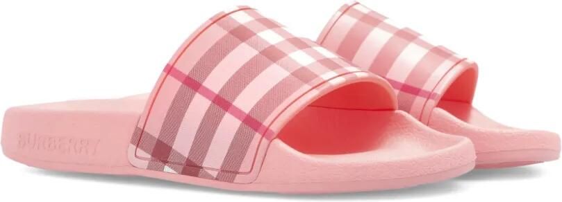 Burberry Kids Geruite slippers Roze
