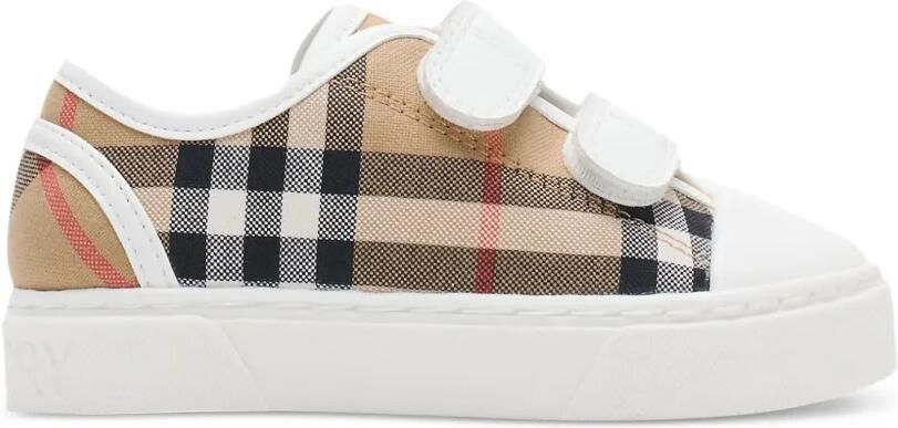 Burberry Kids Geruite sneakers met band Beige