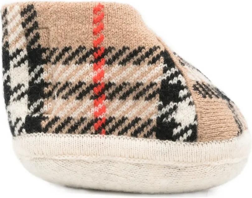 Burberry Kids House Check slippers van wolblend Beige